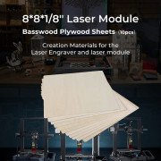 8*8*1/8'' Laser Module Basswood Plywood Sheets（10pcs）